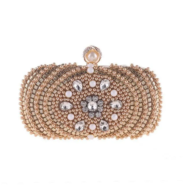 Luxy Moon Beaded Clutch Bag with Diamonds