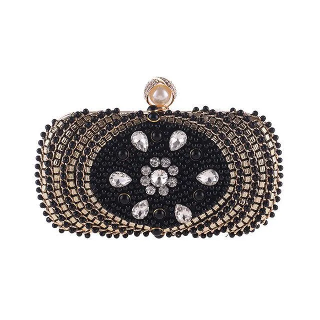 Luxy Moon Beaded Clutch Bag with Diamonds