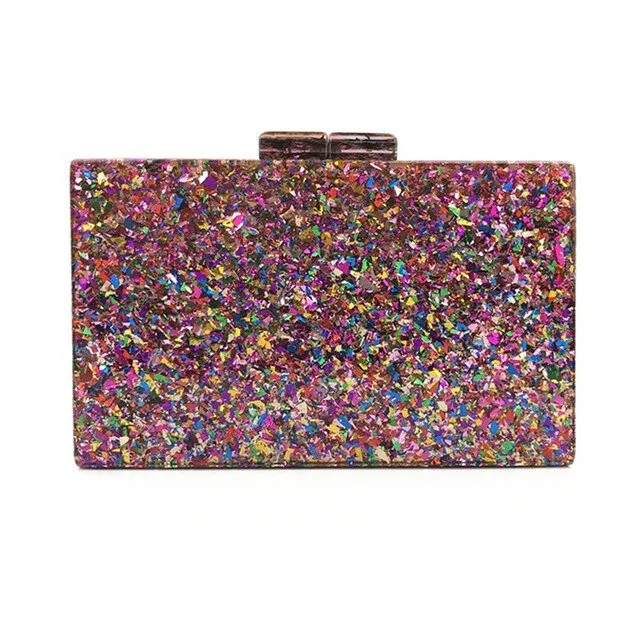 Luxy Moon Colorful Sequin Luxury Evening Clutch Bags Acrylic