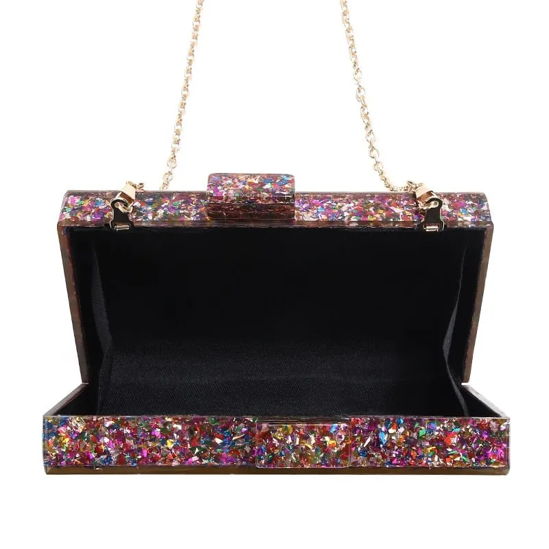 Luxy Moon Colorful Sequin Luxury Evening Clutch Bags Acrylic