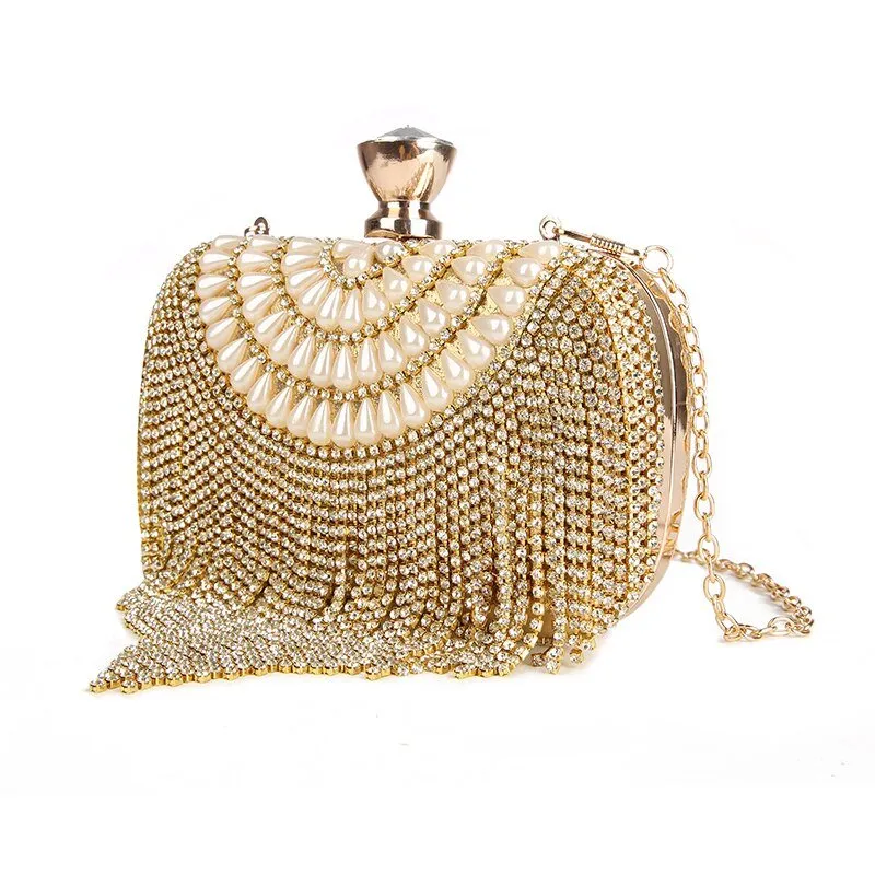 Luxy Moon Dimaond Rhinestone Evening Bags and Clutches with Tassel