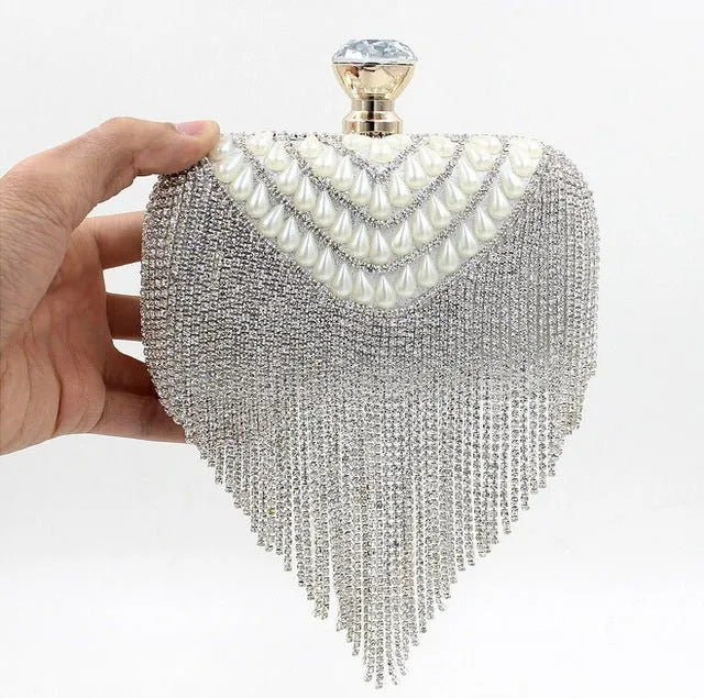 Luxy Moon Dimaond Rhinestone Evening Bags and Clutches with Tassel