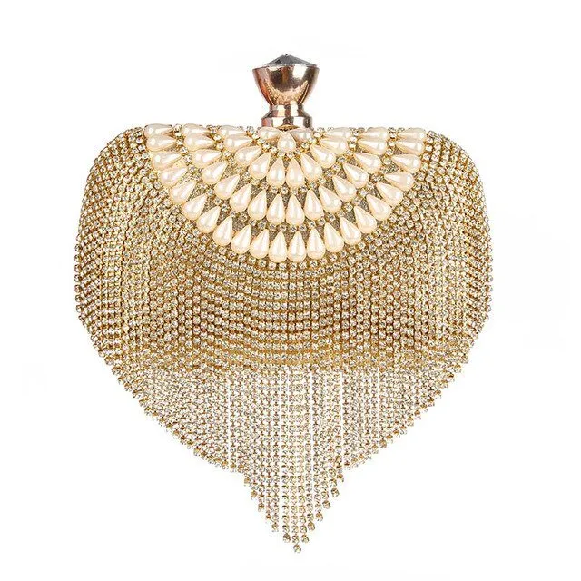 Luxy Moon Dimaond Rhinestone Evening Bags and Clutches with Tassel