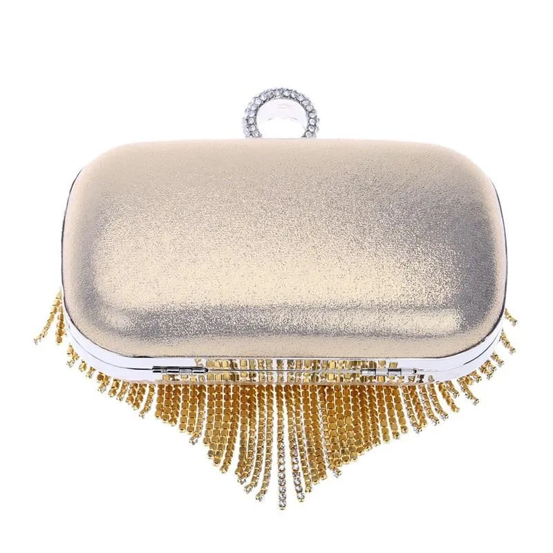 Luxy Moon Tassel Evening Clutches Rings Diamonds Pearl Handbags