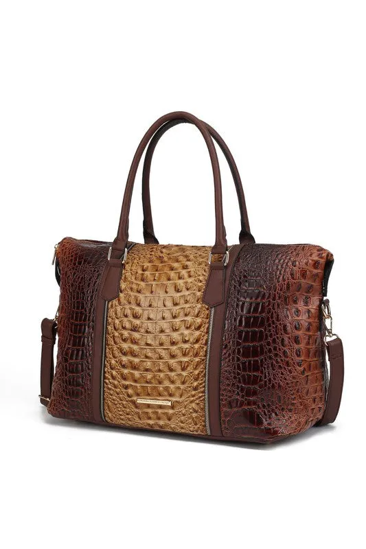 Mia K Faux Crocodile Weekender Duffle Bag *Online Only*