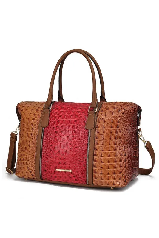 Mia K Faux Crocodile Weekender Duffle Bag *Online Only*