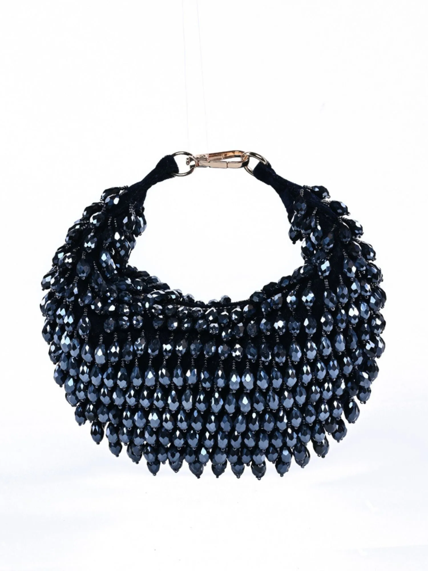 Ophelia Navy Blue Suede Embellished Hobo Bag