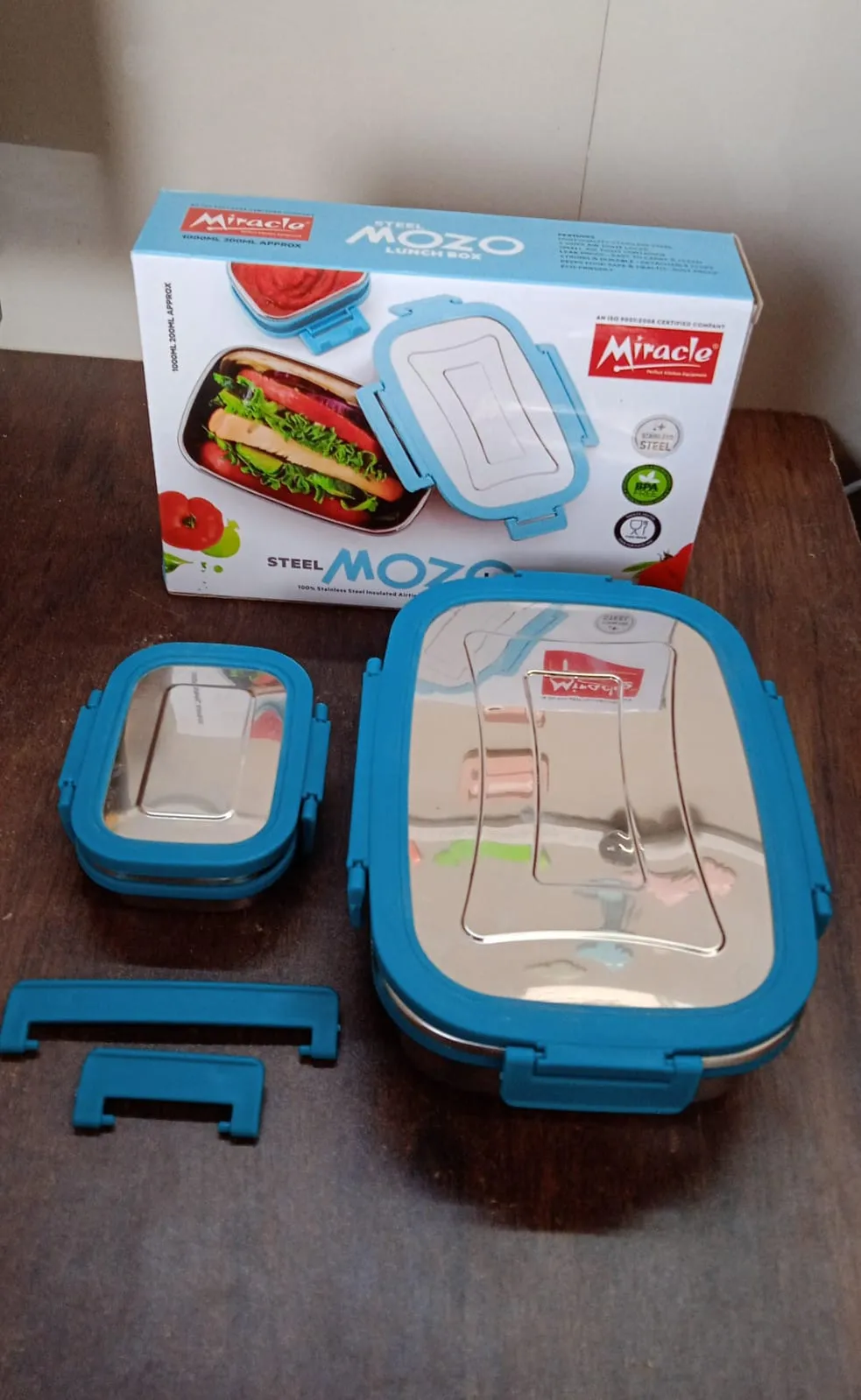 Premium Stainless Steel Lunch Box for Kid, 2 Containers Lunch Box, Perfect Size Meal Lunch Box Set for Office, School and Travelling Tiffin Box  (1000 ML  200 ML Approx)