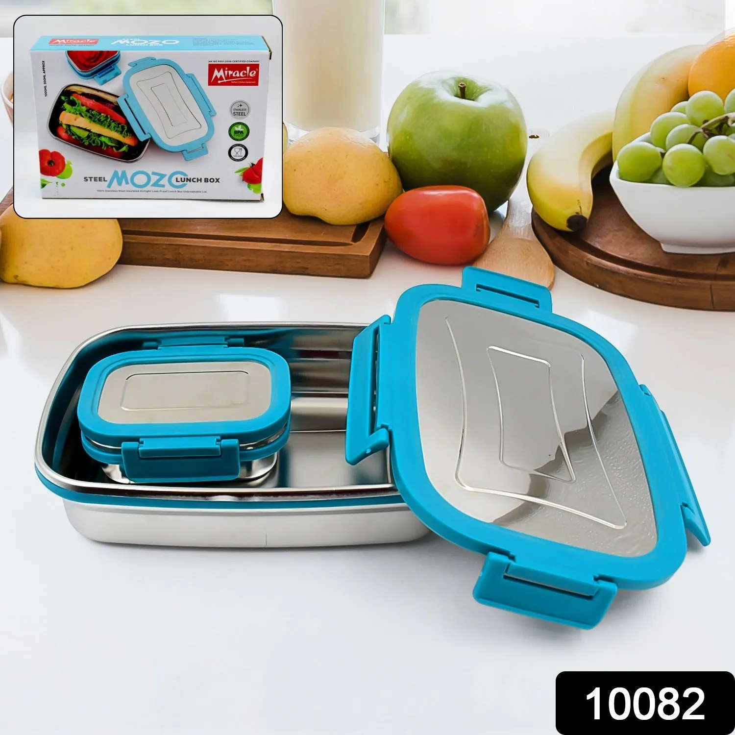 Premium Stainless Steel Lunch Box for Kid, 2 Containers Lunch Box, Perfect Size Meal Lunch Box Set for Office, School and Travelling Tiffin Box  (1000 ML  200 ML Approx)