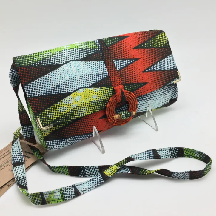 Rwandan Batik Clutch w/Shoulder Strap - Zig Zags