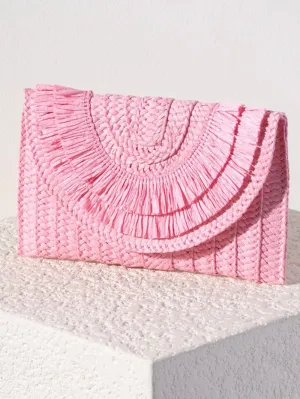 Sarah Straw Clutch - Pink