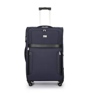 THE CLOWNFISH Faramund Series Luggage Polyester Softsided Suitcase Four Wheel Trolley Bag- Navy Blue (Small size- 56 cm)