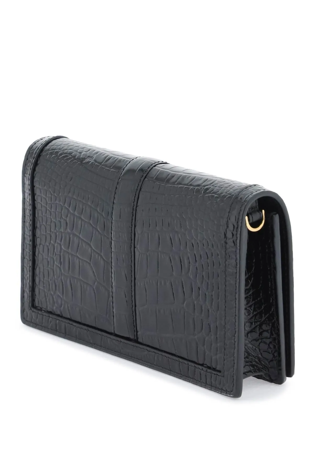 Versace croco-embossed leather greca goddes crossbody bag