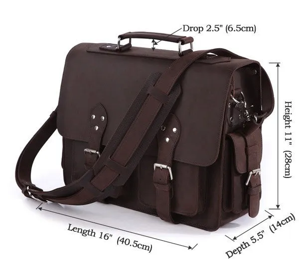 Vintage Genuine Horse Leather Travel Bag - High Quality Messenger