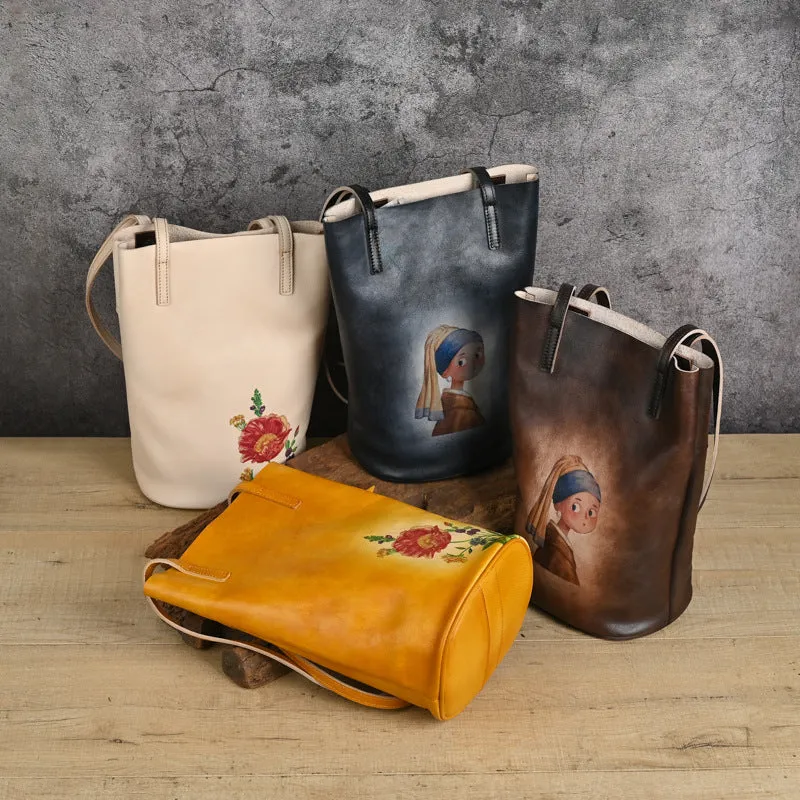 Vintage Handmade Vege Tanned Leather Bags for Women 2301