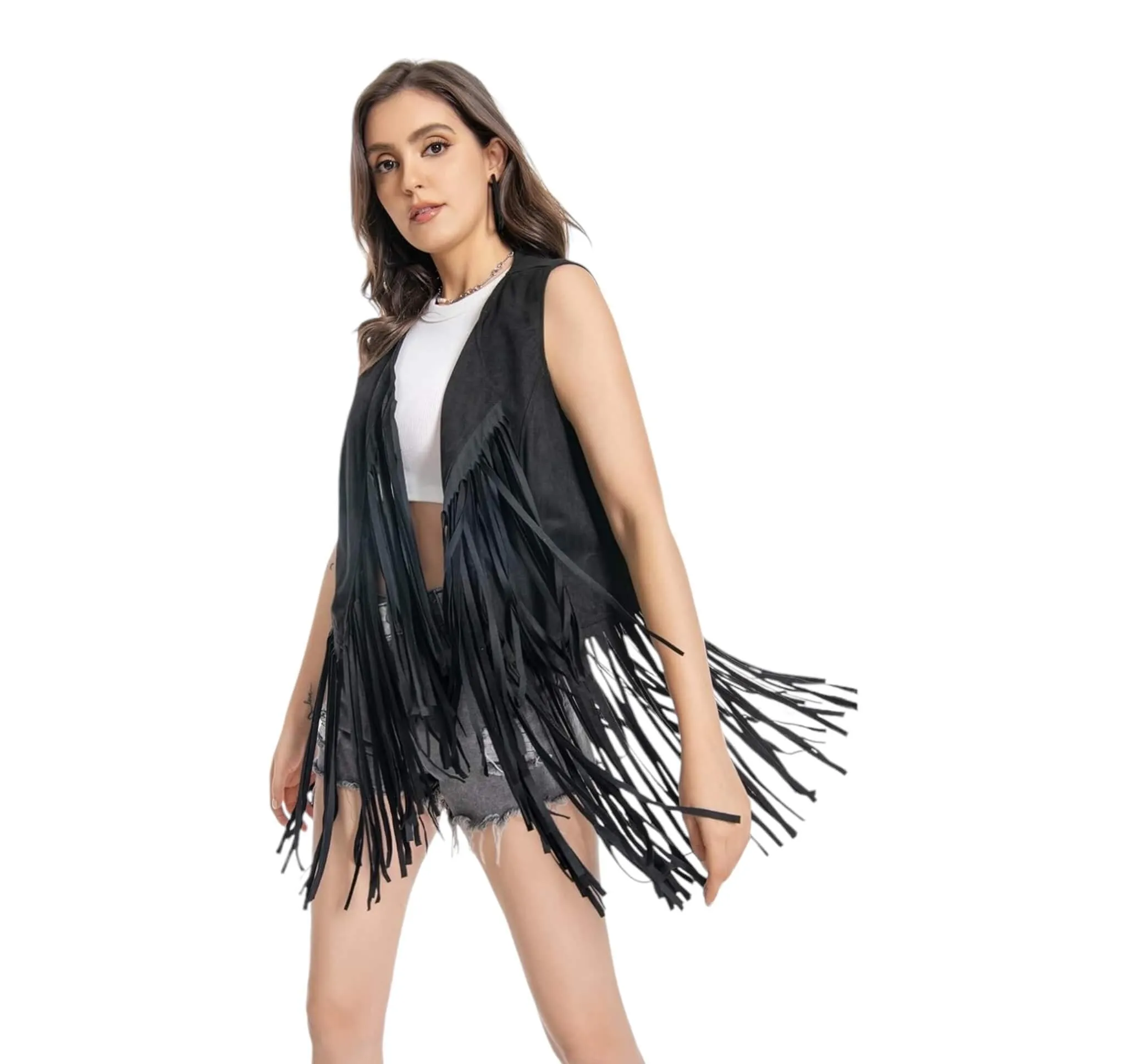 Western Suede Fringe Vest