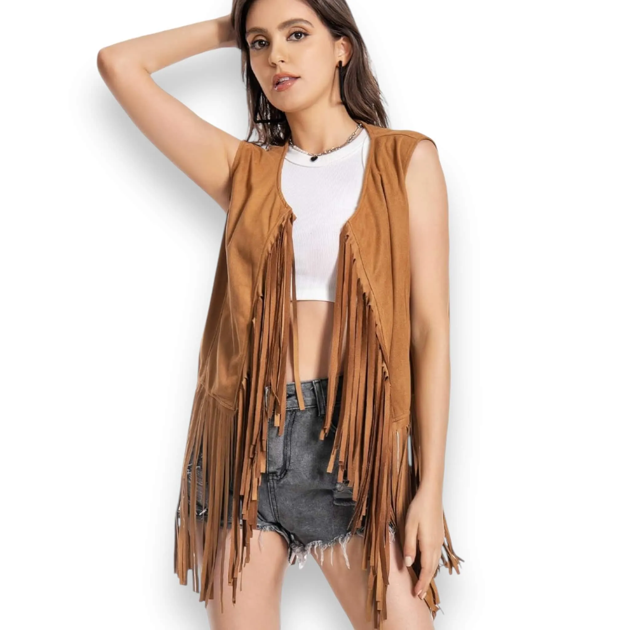 Western Suede Fringe Vest