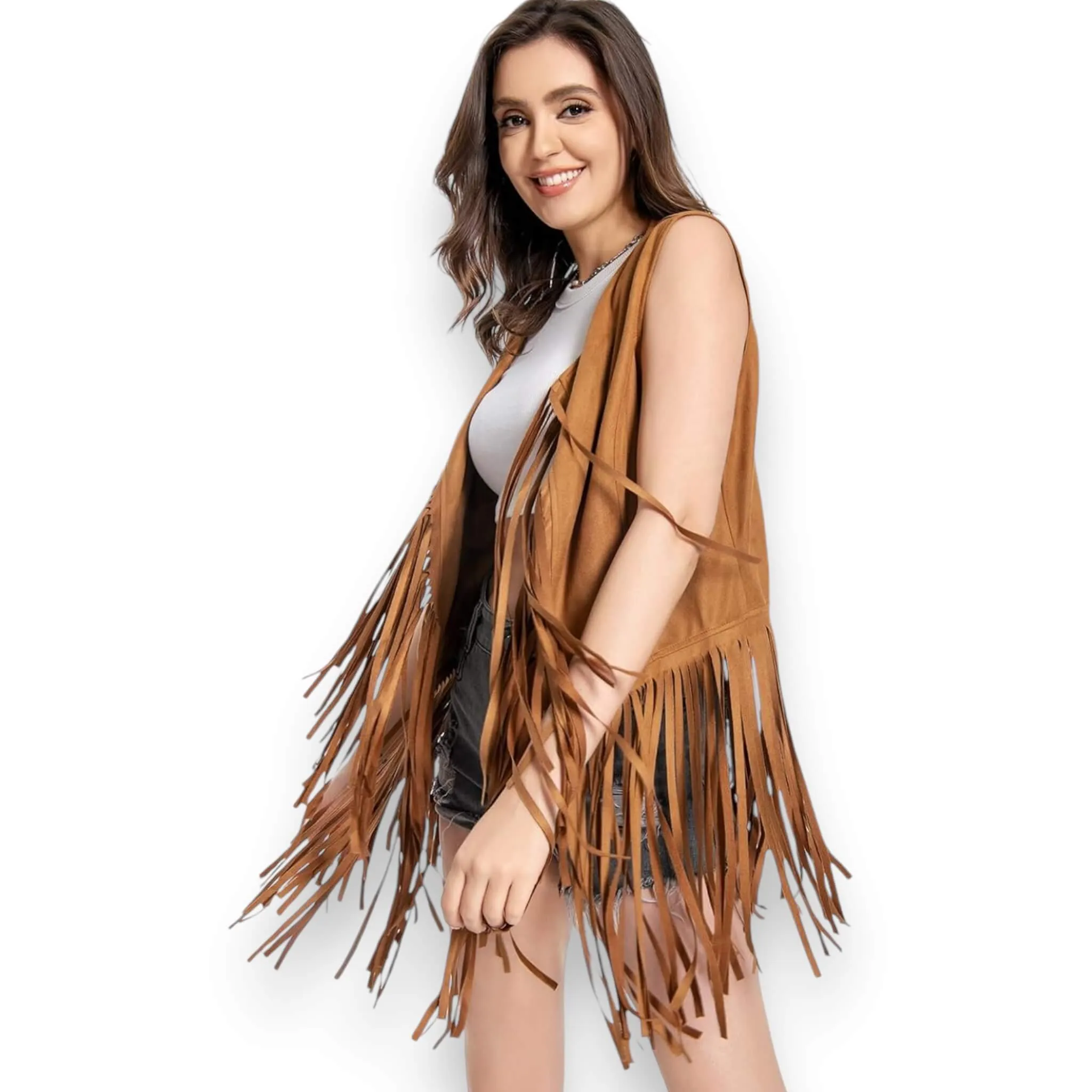 Western Suede Fringe Vest