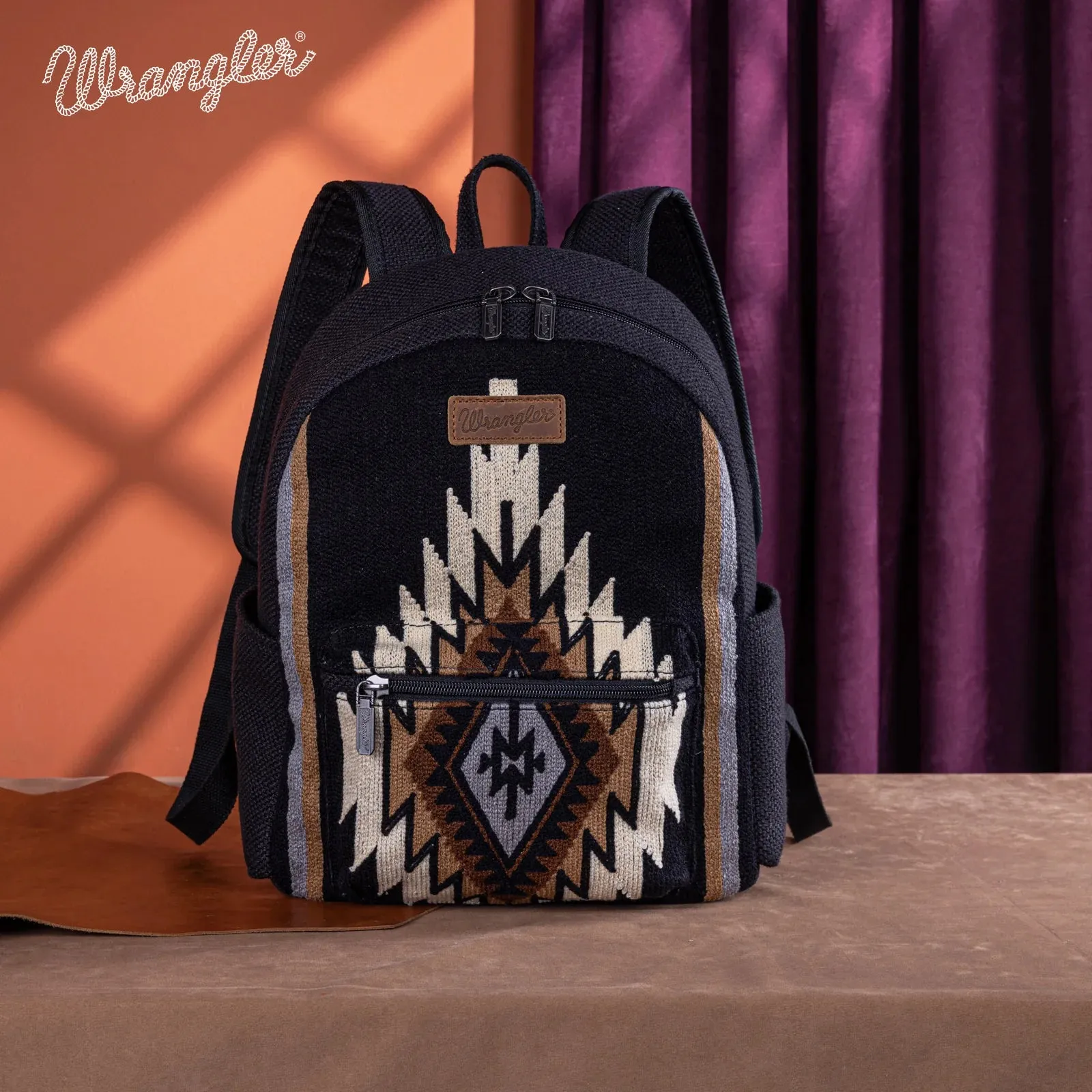 WG174-91152 Wrangler Southwestern Knitted Backpack - Black